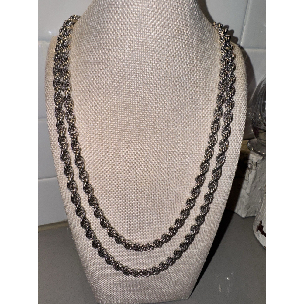 Monet silver tone rope chain necklace - 54” Long - Picture 4 of 8